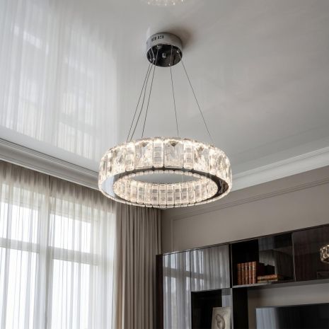 Круглая люстра подвес Diasha 55W до 12 м² цвет Хром 585/500HR