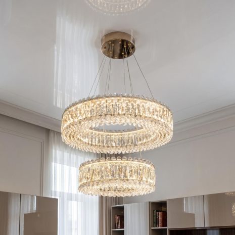 Люстра кристалл в гостиную Diasha 85W до 18 м² цвет Золото 8693-600+400GD