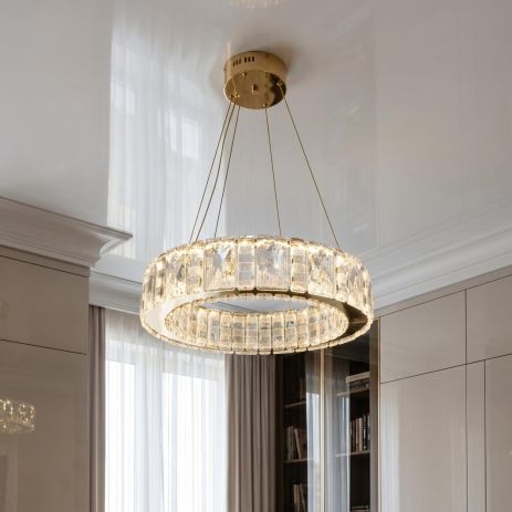Люстра хрустальное кольцо Diasha 55W до 12 м² цвет Золото 585/500G
