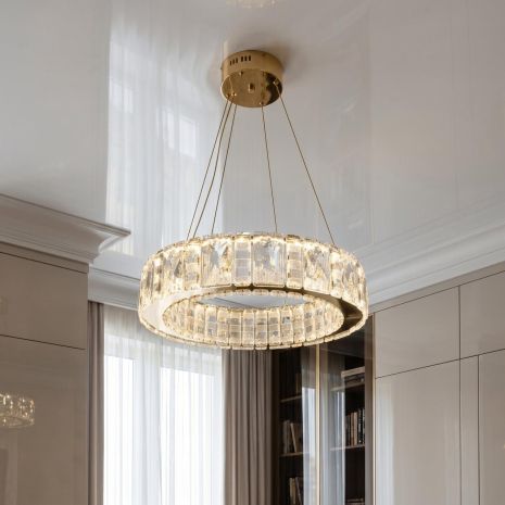 Люстра хрустальное кольцо Diasha 55W до 12 м² цвет Золото 585/500G