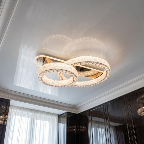 Яркая люстра с кристаллами Diasha 100W до 20 м² цвет Золото 663/600+400GD