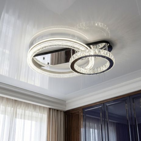 Люстра с хрустальными кругами Diasha 120W до 20 м² цвет A8811/600+400B