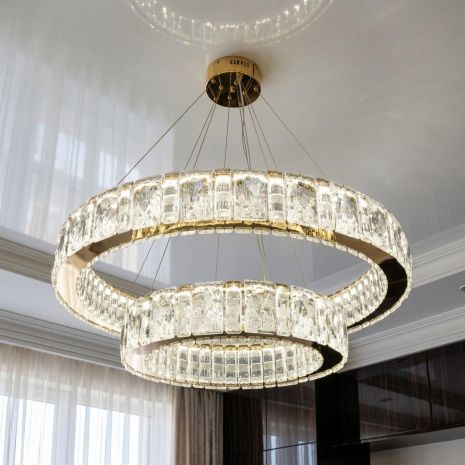 Люстра с кристаллическими кольцами Diasha 135W до 20 м² цвет Золото 585/800+500G