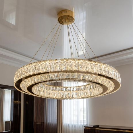 Люстра с хрустальными кольцами Diasha 152W до 25 м² цвет Золото 575/800+620G