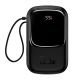 Повербанк BASEUS Qpow Pro Digital Display Fast Charge Power Bank (With Type-C Cable) 20000mAh |USB/Type-C/Lightning, 22.5W/5A, PD/QC| black