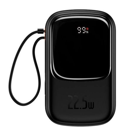 Повербанк BASEUS Qpow Pro Digital Display Fast Charge Power Bank (With Type-C Cable) 20000mAh |USB/Type-C/Lightning, 22.5W/5A, PD/QC| black