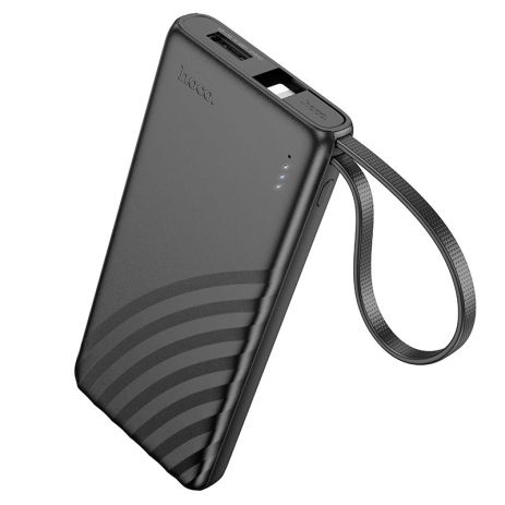 Повербанк HOCO J129 (Lightning) Nature power bank with cable 5000mAh |1Type-C/1USB, 2A| black