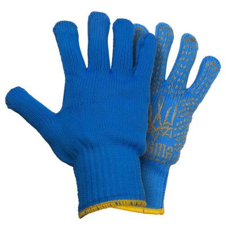 Трикотажні рукавички сині з точковим ПВХ покриттям р10 Тризуб (SIGMA 9442621)
