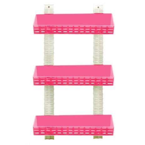 Полка 3-х ярусная прямая для ванной комнаты R-Plastic Ротанг 13300/pink