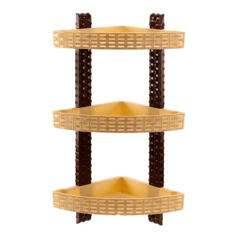 Полка угловая 3-ярусная для ванной комнаты R-Plastic Ротанг 12300/beige
