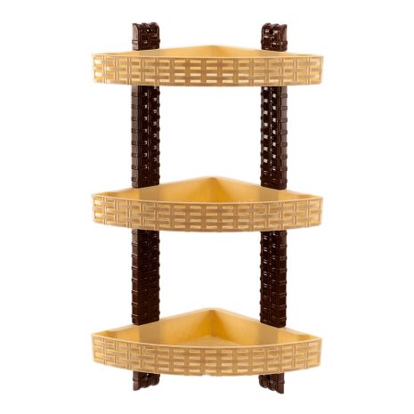 Полиця кутова 3-ярусна для ванної кімнати R-Plastic Ротанг 12300/beige