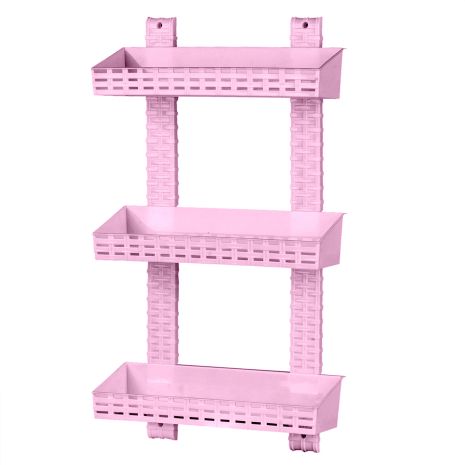 Полиця 3-ярусна пряма для ванної кімнати R-Plastic Ротанг 13300/pudra