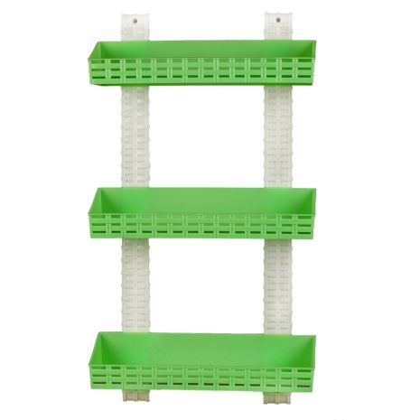 Полиця 3-ярусна пряма для ванної кімнати R-Plastic Ротанг 13300/green