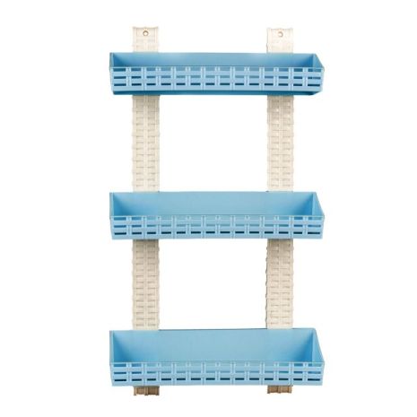 Полка 3-ярусная прямая для ванной комнаты R-Plastic Ротанг 13300/blue
