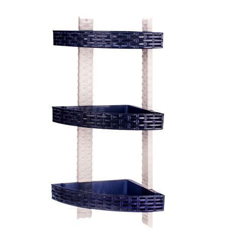 Полка угловая 3-ярусная для ванной комнаты R-Plastic Ротанг 12300/violet