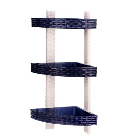 Полиця кутова 3-ярусна для ванної кімнати R-Plastic Ротанг 12300/violet