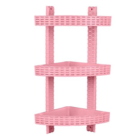 Полиця кутова 3-ярусна для ванної кімнати R-Plastic Ротанг 12300/pudra