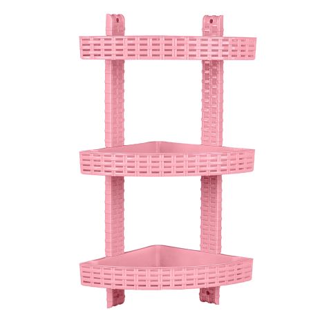 Полка угловая 3-ярусная для ванной комнаты R-Plastic Ротанг 12300/pudra