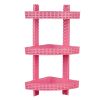 Полка угловая 3-ярусная для ванной комнаты R-Plastic Ротанг 12300/pink