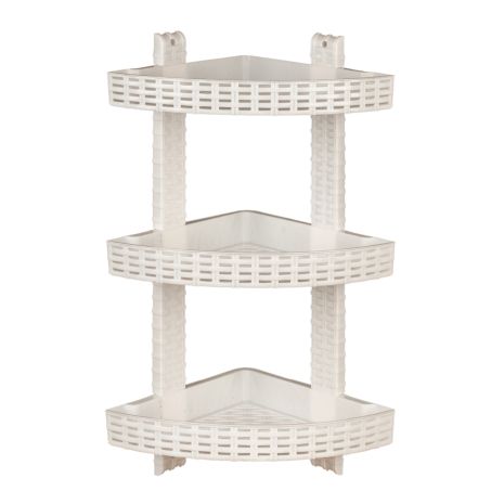 Полка угловая 3-ярусная для ванной комнаты R-Plastic Ротанг 12300/white
