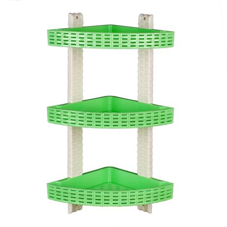 Полка угловая 3-ярусная для ванной комнаты R-Plastic Ротанг 12300/green