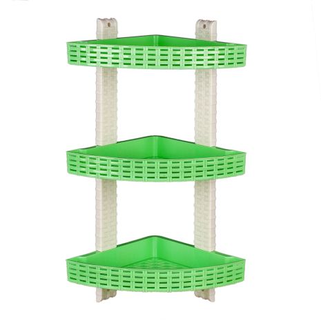 Полиця кутова 3-ярусна для ванної кімнати R-Plastic Ротанг 12300/green