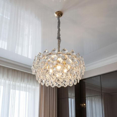 Декоративная хрустальная люстра Diasha цоколь E14 ламп 8 шт цвет Золото D980-500G