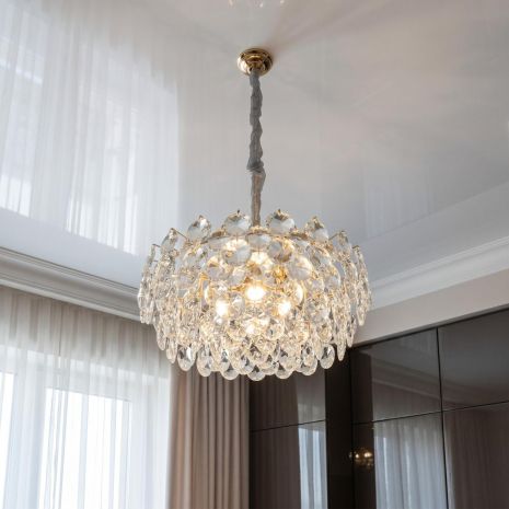 Декоративная хрустальная люстра Diasha цоколь E14 ламп 8 шт цвет Золото D980-500G