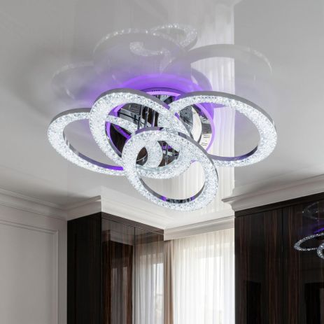 Люстра с пультом для студии Diasha 125W до 20 м² цвет Хром 5607/4L HR