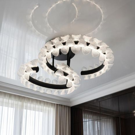 Люстра на три режима света Diasha 80W до 18 м² цвет Черный 2511/500+400BK