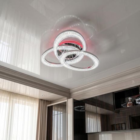 Люстра светодиодная с пультом Diasha 82W до 18 м² цвет Хром 5607/3L HR