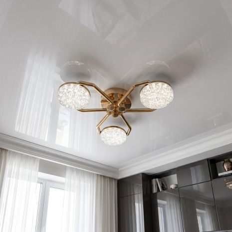 Люстра с пультом в прихожую Diasha 32W до 8 м² цвет Золото 9358/3GD