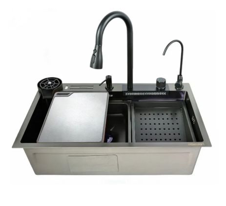 Мойка многофункциональная Чехия ZH7546-SET-06 Micro Decor Graphite со встроенным смесителем из нержавеющей стали