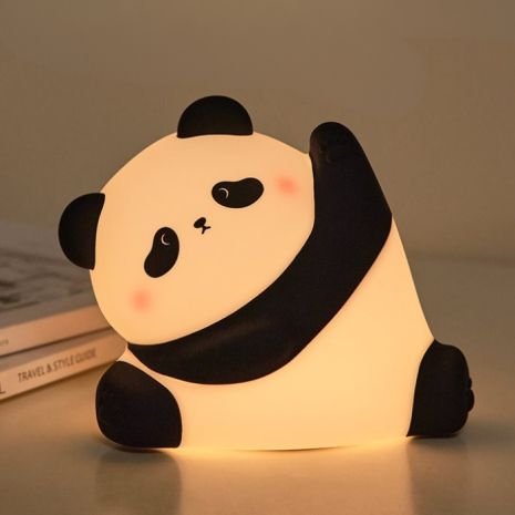 Нічник дитячий силіконовий сенсорний Панда Кунг-фу VALESO A038 для спальні акумуляторний біло-чорний