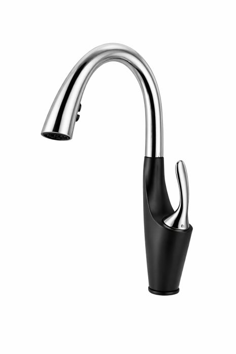 Кухонний змішувач з висувним виливом VALESO OB-D91C (хром/чорний матовий, латунь)