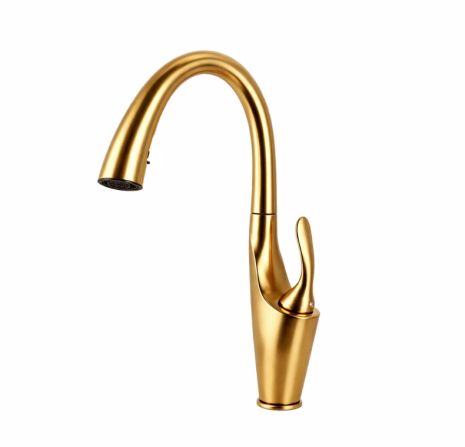 Змішувач кухон. з висувн. виливом VALESO OB-D91B, PVD золото, латунь