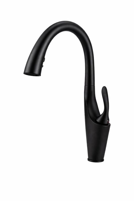 Смеситель кухонный с выдвижным изливом VALESO OB-D91A (черный матовый, латунь)
