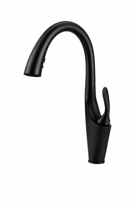 Змішувач кухонний з висувним виливом VALESO OB-D91A (чорний матовий, латунь)