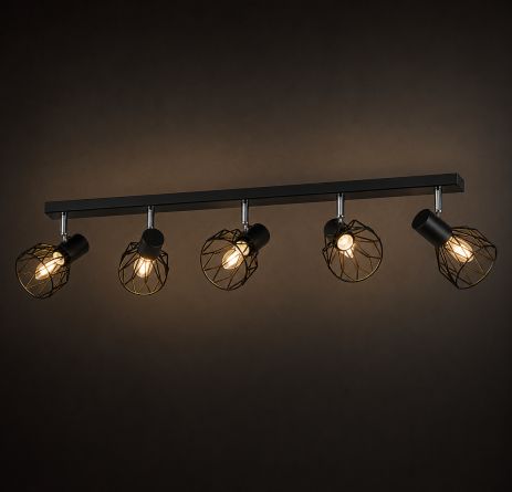 Стельова люстра VALESO CD502-5, 5 плафонів, метал, чорний, E14, 60W