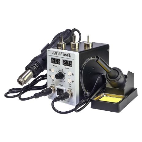 Паяльна станція Aida 8586, фен, паяльник з нагрівальним елементом Hakko, цифрова індикація