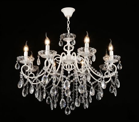 Люстра стельова на 8 ламп VALESO NH6811/8 кришталева для вітальні біла NH6811/8