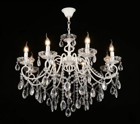 Люстра стельова на 8 ламп VALESO NH6811/8 кришталева для вітальні біла NH6811/8