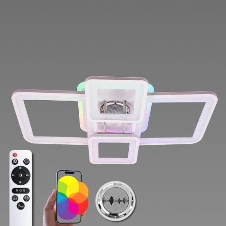 Люстра стельова світлодіодна з музичною колонкою та RGB підсвіткою для вітальні та спальні VALESO YZD1269 Біли