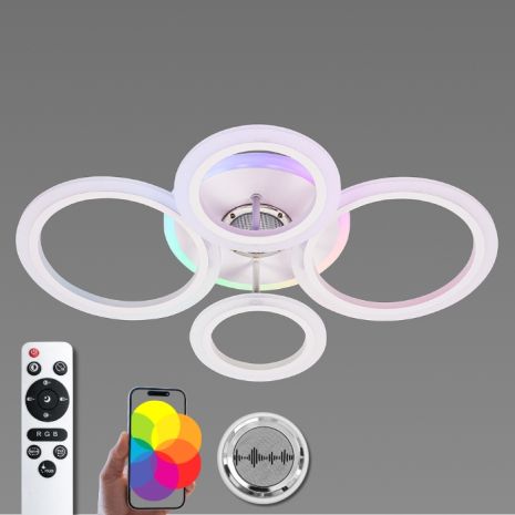 Люстра стельова світлодіодна з музичною колонкою та RGB підсвіткою для спальні та дитячої VALESO YZD1270 Білий