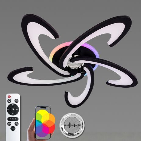 Люстра стельова світлодіодна з музичною колонкою та RGB підсвіткою для вітальні та спальні VALESO YZD1274