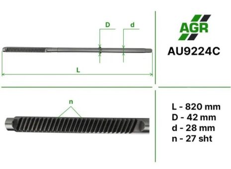 Шток рульової рейки ПК, новий, AUDI A8 03.94-12.02, AGR (AU9224C)