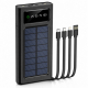 Солнечный Power Bank 50000 mAh с кабелями Type-C/Lightning/Micro-USB, LED-фонарь