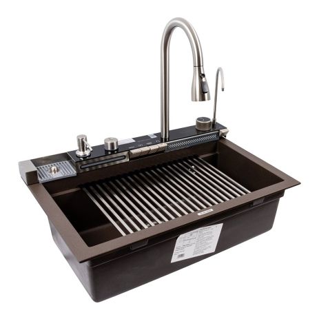 Гранітна мийка VALESO 6846 IRENA, матова, темна скеля