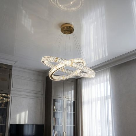 Люстра на два кришталевих кола Artlight 191W до 30 м² колір Золото 8219-70+50GD