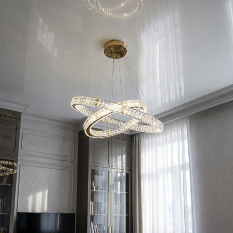 Люстра на два кришталевих кола Artlight 191W до 30 м² колір Золото 8219-70+50GD